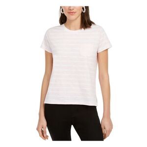 MAISON JULES Womens Pink Striped Short Sleeve Crew Neck T-Shirt XXS